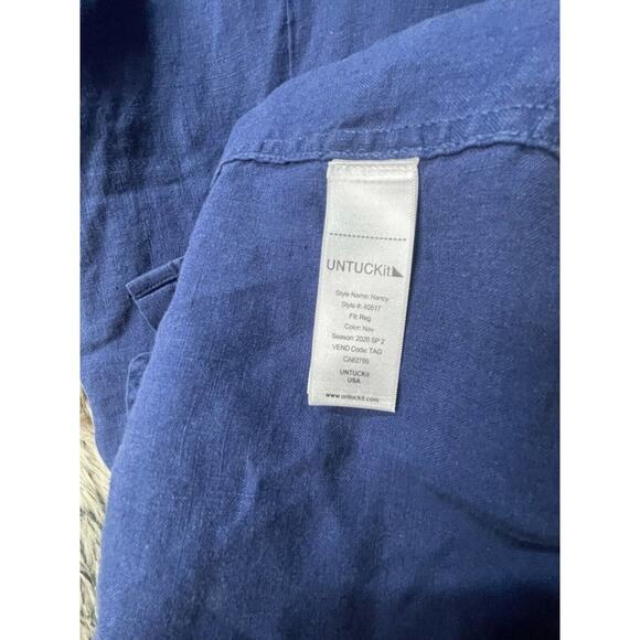 UNTUCKit Women's 100% Linen Button Up Dress Navy Blue Size‎ 8 - Picture 3 of 5